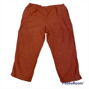 J Jill 100% Linen size L Pants Salmon- Pockets- Elastic Waist